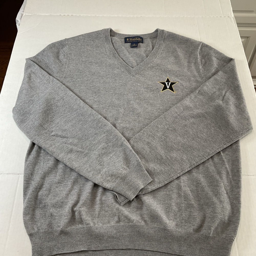 Brooks Brothers Custom Vanderbilt Commodores Gray V-Neck Sweater